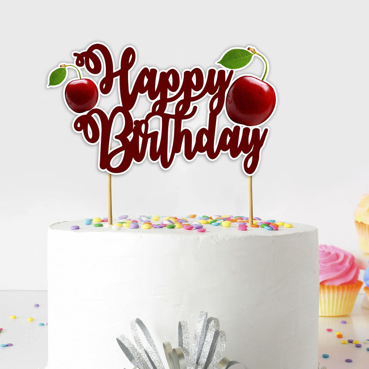 Cherry Happy Birthday Cake Topper