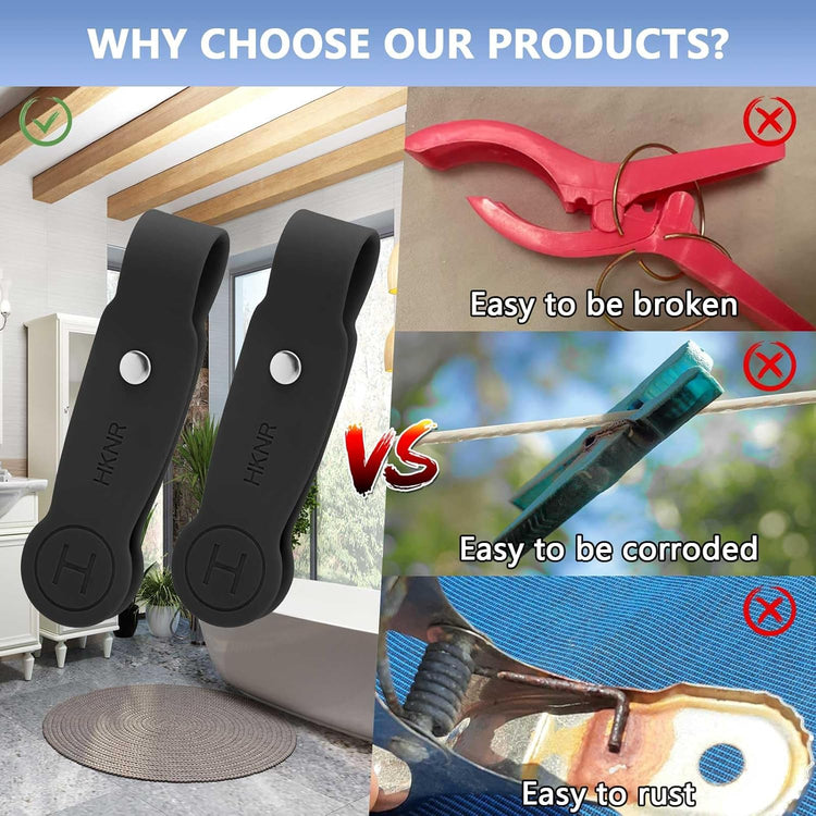 2 Pcs Strong Magnetic Towel Clips for Kitchen, Waterproof Silicone Towel Holder, Multi-Purpose Towel Holder for Bathroom, Kitchen, Outdoor Use (Black)