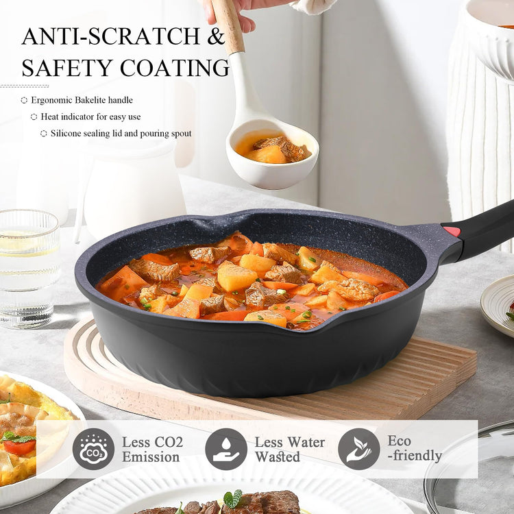 12.5Inch Black Deep Nonstick Skillet