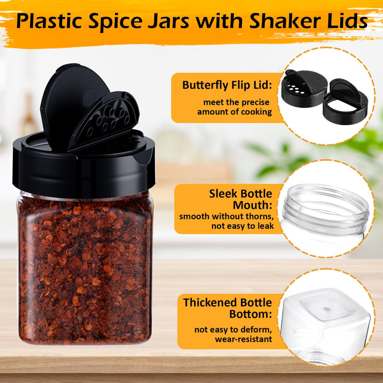 6.1 oz 30 Pack Plastic Spice Jars with Shaker Lids Clear Seasoning Containers Spice Bottles for Kitchen Storing Herbs Seasoning Powders (30 Count)