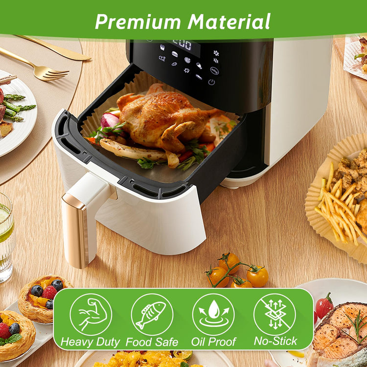 360 Pcs 6.5” Square Air Fryer Paper Liners Disposable Unbleached Heavy Duty (360 Count)