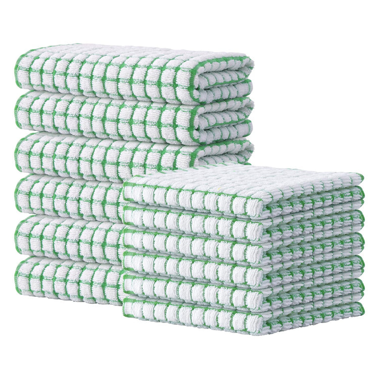 Cotton 12 Pack Kitchen Towels and Dishcloths Sets (12 Count)