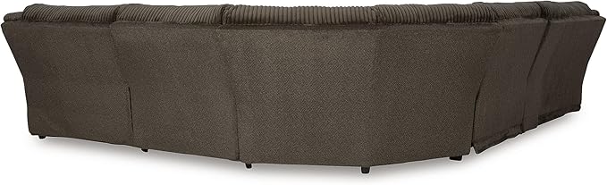 Signature Design by Ashley Top Tier Modern Left-Arm Facing 6-Piece Reclining Sectional with Chaise, Armrest, Throw Pillows and Storage, Dark Brown