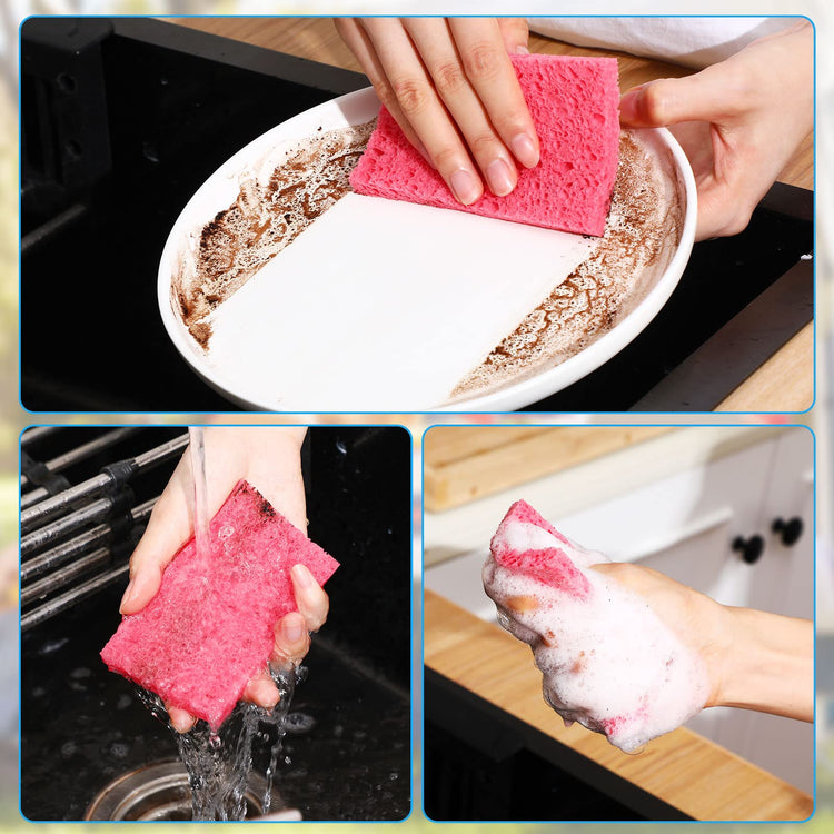 100 Pieces Compressed Wood Pulp Dish Sponges for Kitchen