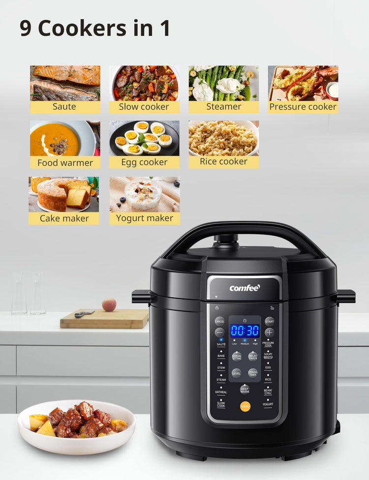 12-in-1 Electric Pressure Cooker, 6 Quarts, Nonstick Pot