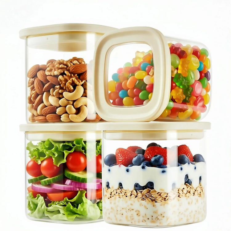 Small Glass Food Storage Containers with Glass Lids 4 pcs 24fl.oz (4 Count)