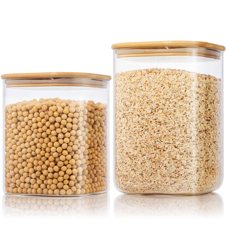 132oz & 63oz Large Glass Storage Containers with Lids for Pantry Storage (2 Count)