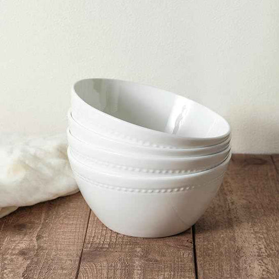 Stone lain Bone China Pinpoint Embossed 32 Piece Dinnerware Set, White