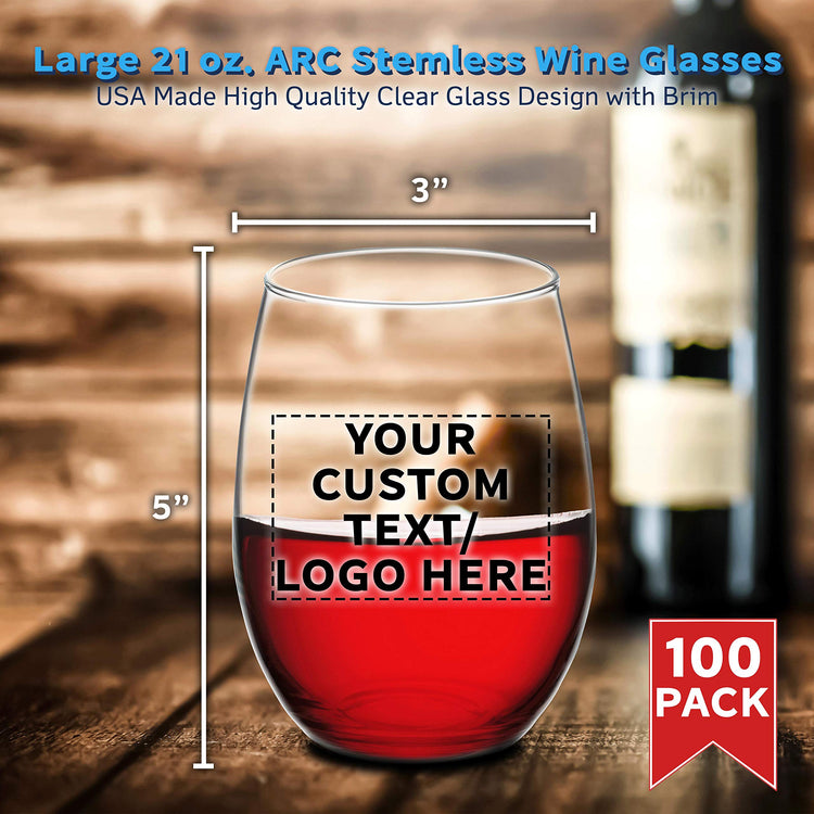 100 ARC Stemless Wine Glasses Set (100 Count)