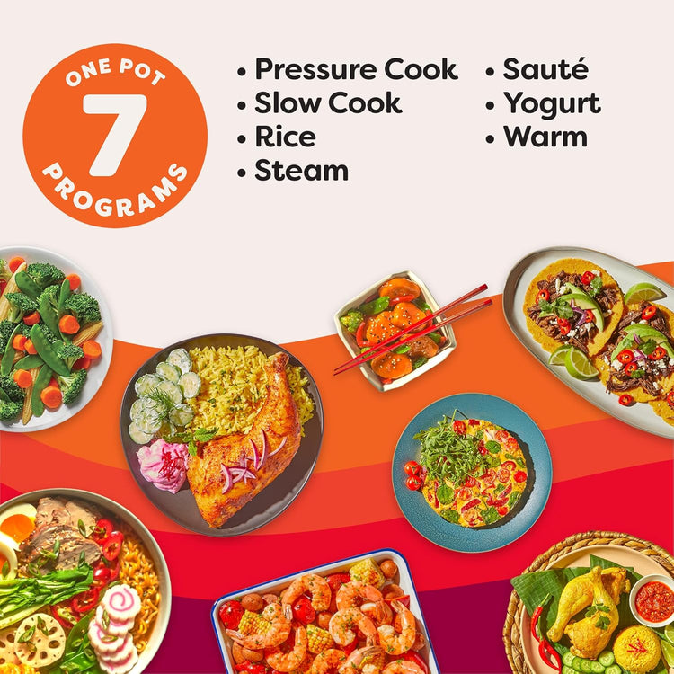 Instant Pot 7.5QT RIO Wide, 7-in-1 Electric Multi-Cooker, Pressure Cooker, Slow Cook, Rice, Steamer, Sauté, Yogurt & Warmer, Wide Base, Large Searing Base, WhisperQuiet Steam Release