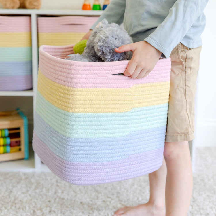 Storage Cubes 11 Inch Cotton Rope Woven Baskets for Organizing (3 Count)