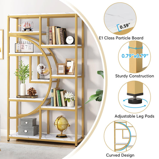 Industrial Bookshelf Bookcase with 9 Open Shelf