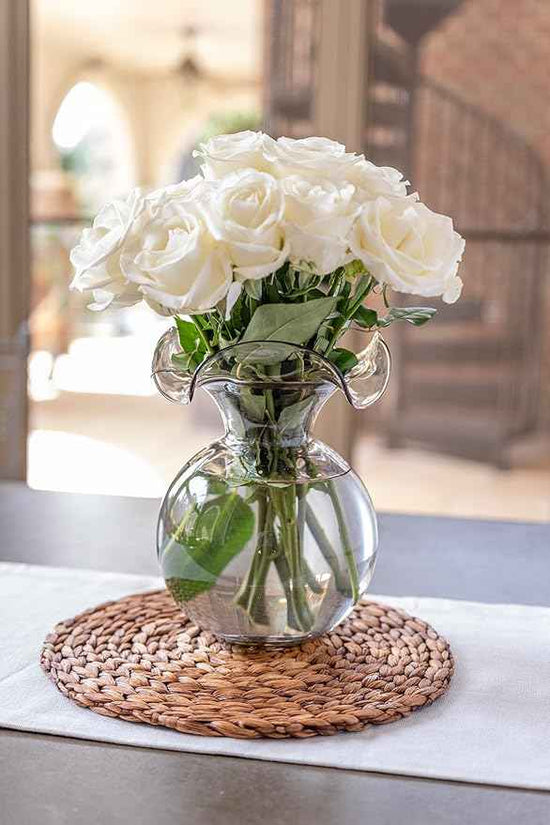 Hibiscus Glass Gray Medium Fluted Vase