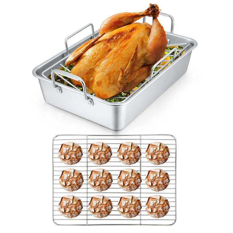 Roasting Pan with Flat Rack & V