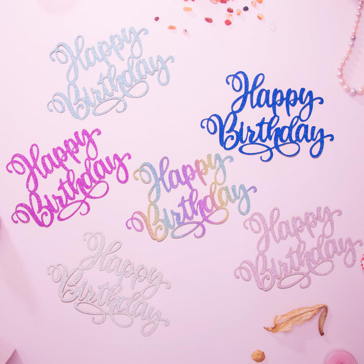 Happy Birthday Cake Toppers 9 Inch Glitter Happy Birthday Cake Pick for Birthday Anniversary Theme Party Cake Decorations Supplies