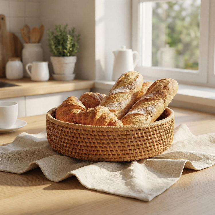 Fruit Basket Wicker Basket Rattan Fruit Bowls (3 Count)