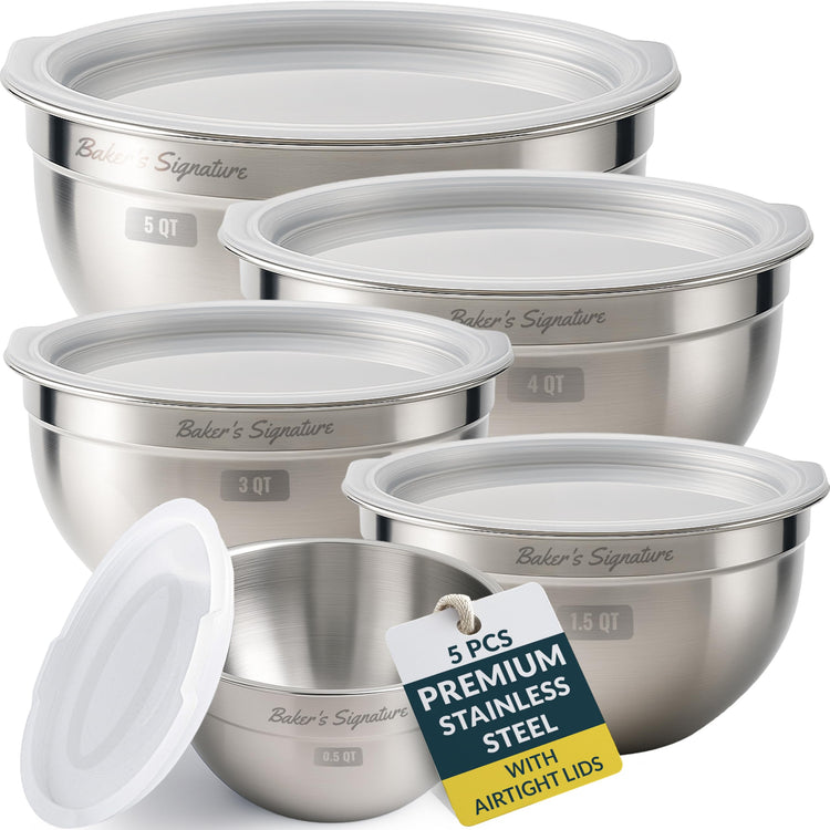 Stainless Steel Mixing Bowls with Lids Set of 5 (5 Count)