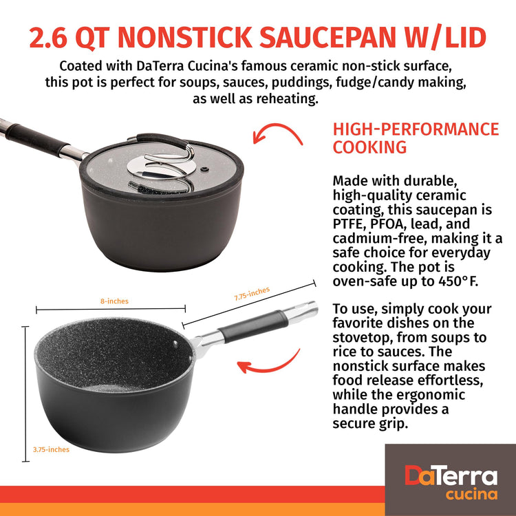 2.6 Qt Nonstick Ceramic Saucepan w