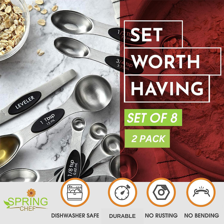 Stainless Steel 8 Magnetic Measuring Spoons Set (8 Count)