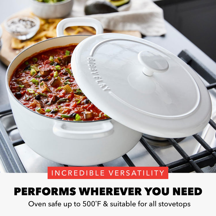 x Bobby Flay 5.5QT Enameled Cast Iron Dutch Oven With Lid