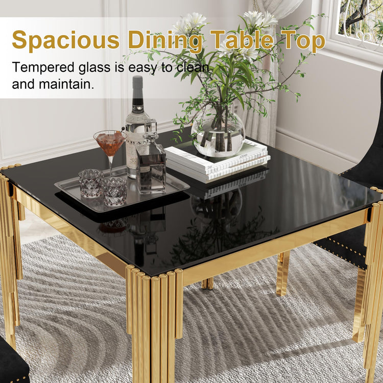35'' Modern Square Glass Dining Table for 4 People