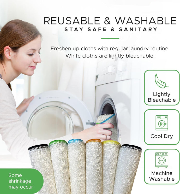 Whiffkitch Dishcloths & Towels for Kitchen, Drying, Durable, Absorbent Washcloths, Non-Scratch, Hygienic, Multi-Surface Cleaning, 6x7 Inches Multi Color, 6 Pack - Nestoria