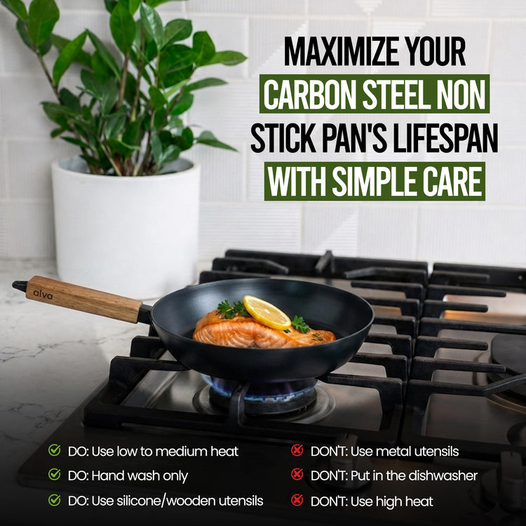 Forest 9.5" Carbon Steel Frying Pan with Acacia Wood Handle