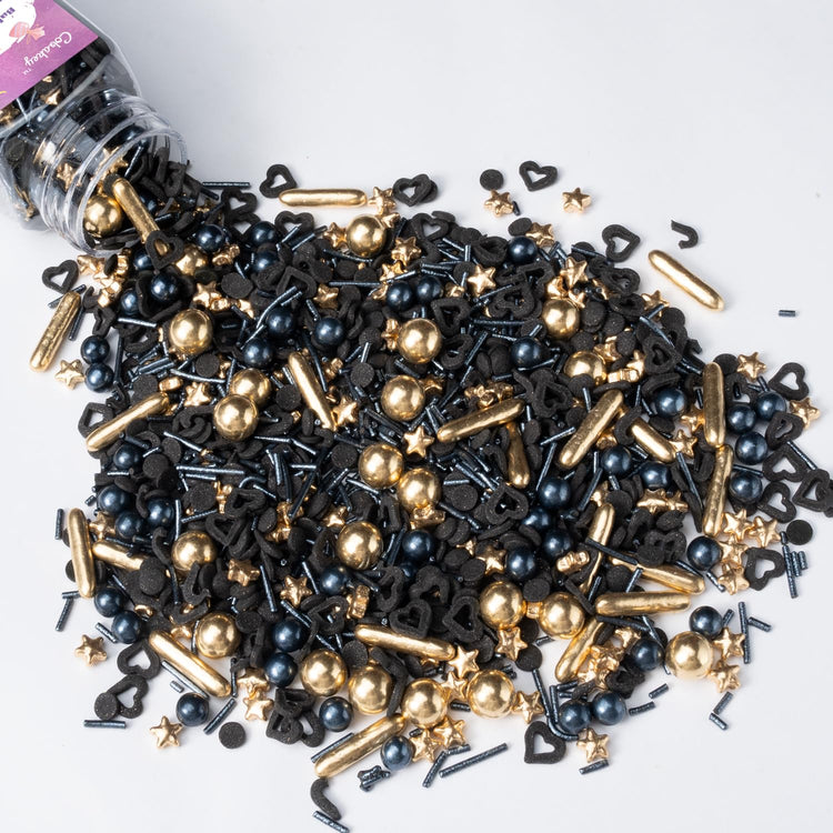 Black & Gold Star Sprinkles for Cake Decorating 4.23ounce (4.23 Ounce)
