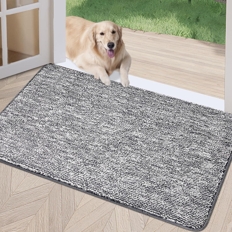 REFETONE Doormat, 32'x40', Indoor Absorbent Non Slip Dark Grey Doormat, Resist Dirt, Machine Washable, Low-Profile Entry Rug for High-Traffic Areas, Housewarming Gift