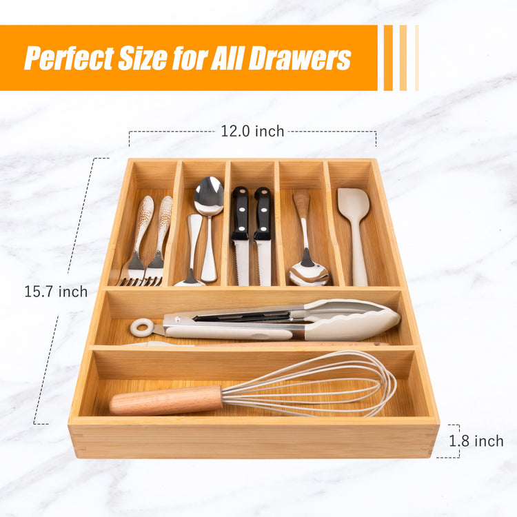 Bamboo Silverware Drawer Organizer