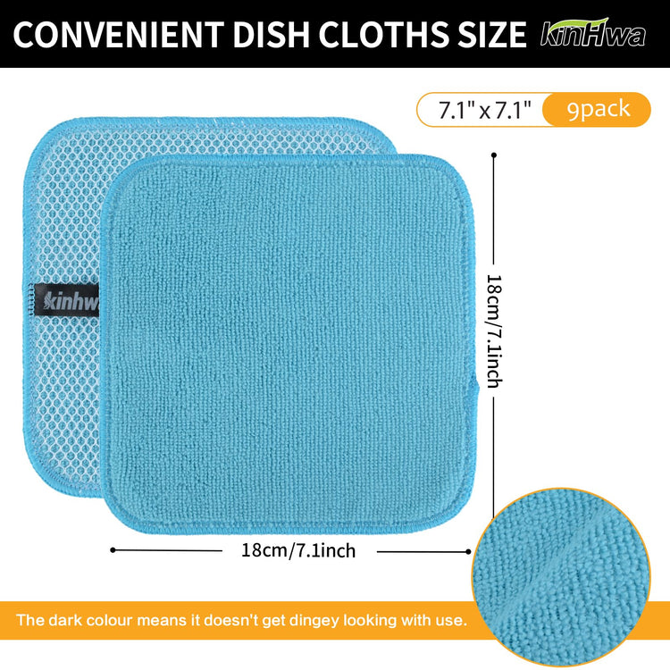 Dish Cloths for Washing Dishes with Scrub Side (9 Count)