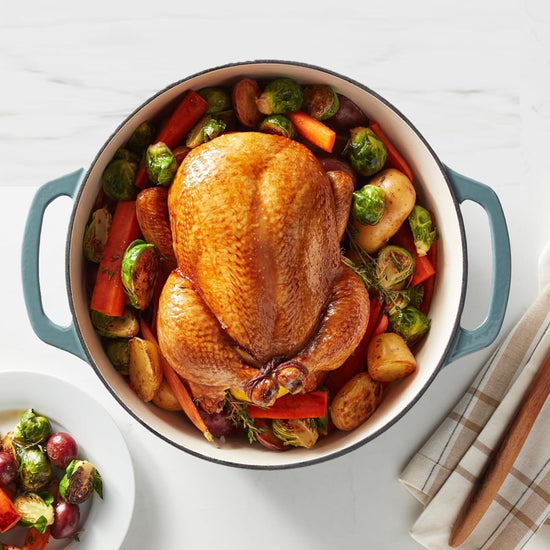 Amazon Basics Cast Iron Dutch Oven Pot with Lid, Enameled, Round, Dual Handles, Heavy-Duty, Large, 7.3-Quart, Gray - Nestoria