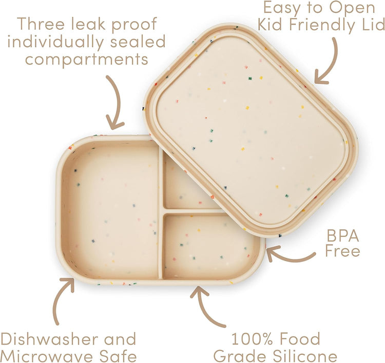 Ullabelle Leak Proof Bento Box Food-Grade Silicone Bento, BPA, Phthalate, Lead, & PVC Free - Bento Lunch Box for Daycare, Kids, & Adults - Leak Resistant Sets With Lids Snack Box Container (Green)