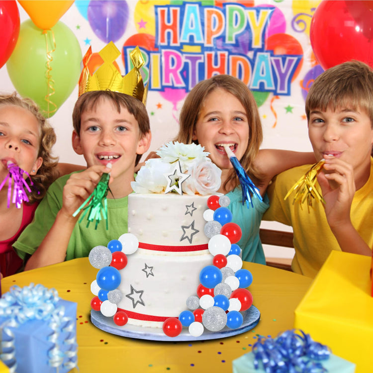 40 Pcs Foam Ball Cake Toppers with Sticks Mini Cake Decorations for Birthdays (40 Count)