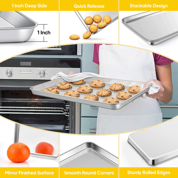 2 Pack 16x12 Inch Stainless Steel Jelly Roll Pan Set (2 Count)