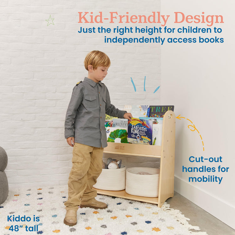 3 Shelf Floor Book Display with Handles and Storage