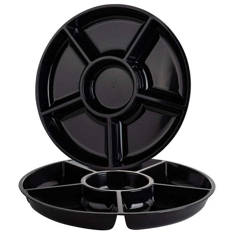 6 Sectional Round Plastic Serving Tray (2 Count)