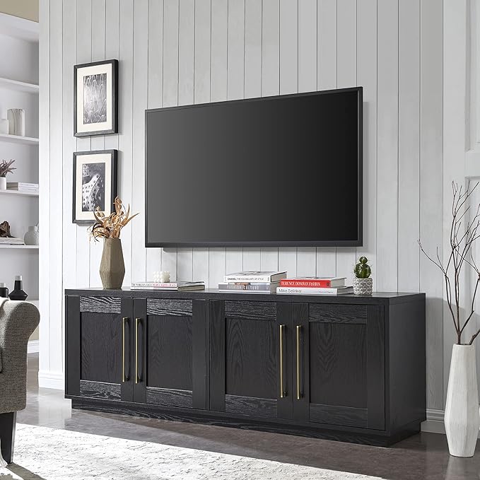 Henn&Hart Tillman Rectangular TV Stand for TV's up to 80" in Black Grain | Rectangular, for TV's, in Black Grain