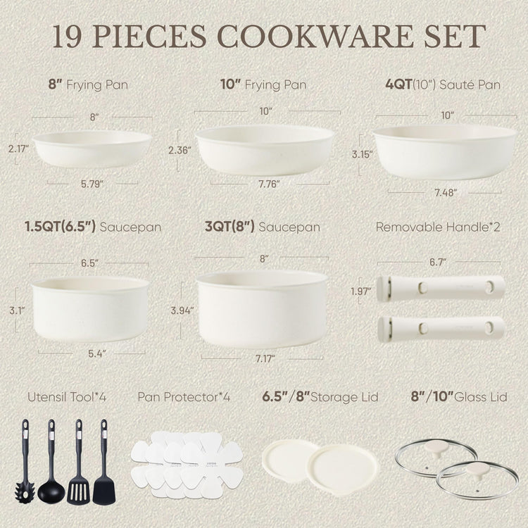 19pcs Pots and Pans Set Non Stick (19 Count)
