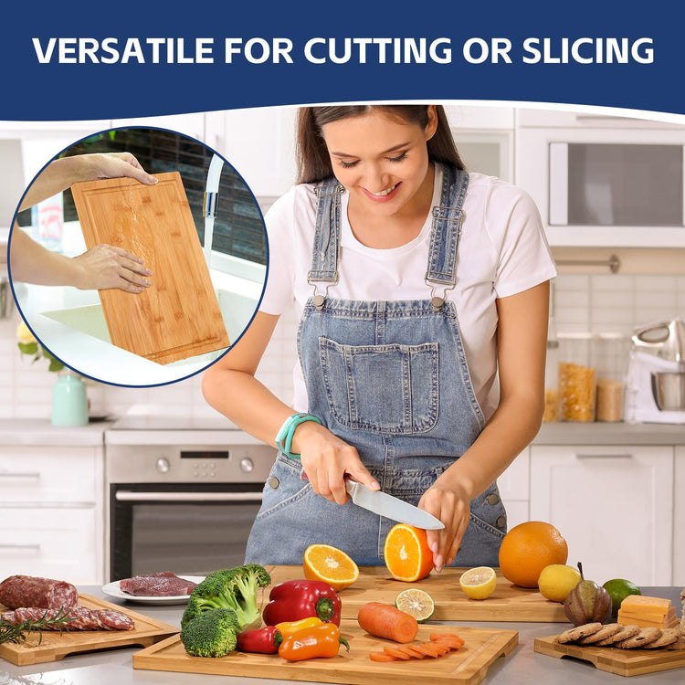 3 piece Bamboo Cutting Boards for Kitchen (3 Count)