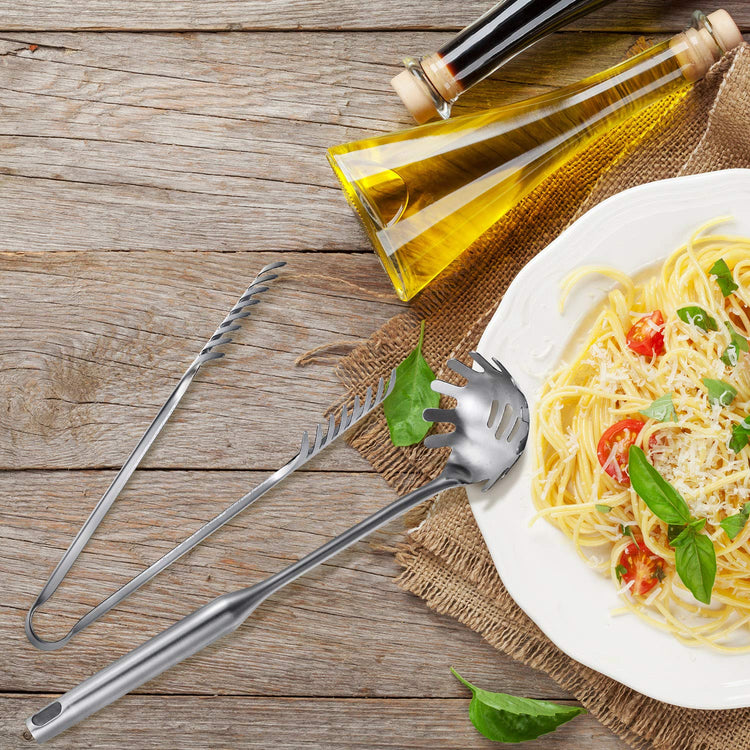 Stainless Steel Spaghetti Spoon and Pasta Tongs Set