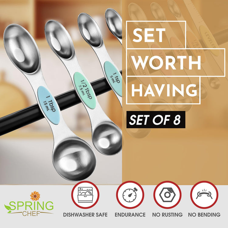Stainless Steel Magnetic Measuring Spoons Set of 8