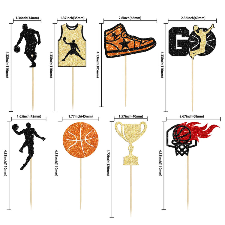 24 Pack Basketball Cupcake Toppers Basketball Player Apparel Cupcake Picks Baby Shower Players Sports Theme Birthday Party Cake Decorations Supplies (24 Count)