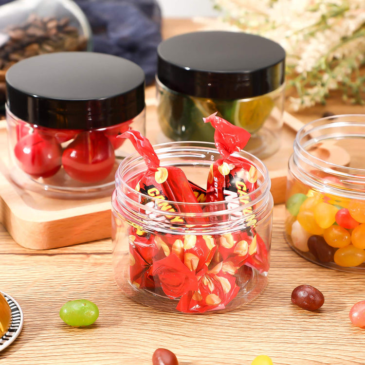 6 Pack 6 oz Plastic Jars Containers with Lids Small Empty Round Clear Containers Wide Mouth Refillable Reusable Leakproof Jars for Travel Cosmetic Dry Food Home Kitchen Organization (6 Count)