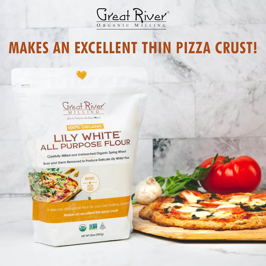 Great River Organic Milling Lily White Organic All-Purpose Flour | Unbleached & Unbromated | Non-GMO, Kosher | Ideal for Bread, Cookies, Cakes, Pizza Dough & Everyday Baking | 2 Lb (Pack of 4) - Nestoria