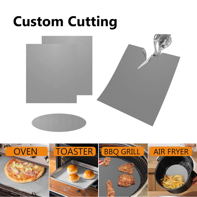 4 Pack Thickened Silver Oven Liners for Bottom of Oven BPA & PFOA Free