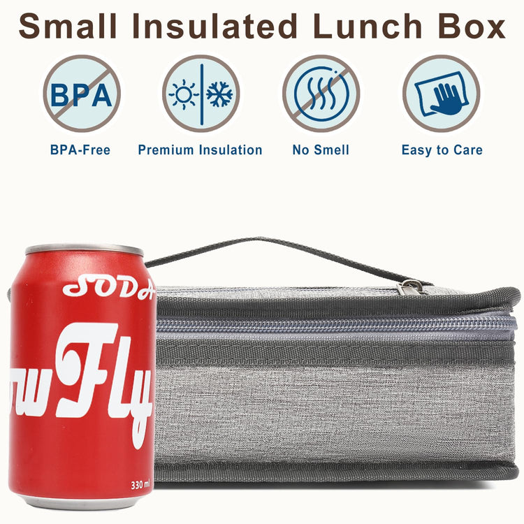 Small Insulated Lunch box Portable Soft Bag Mini Cooler Thermal Meal Tote Kit with Handle for Work & School