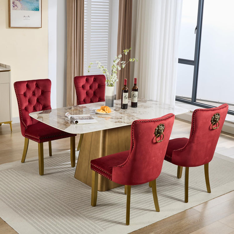 Burgundy Velvet Dining Chairs Set of 4 (4 Count)