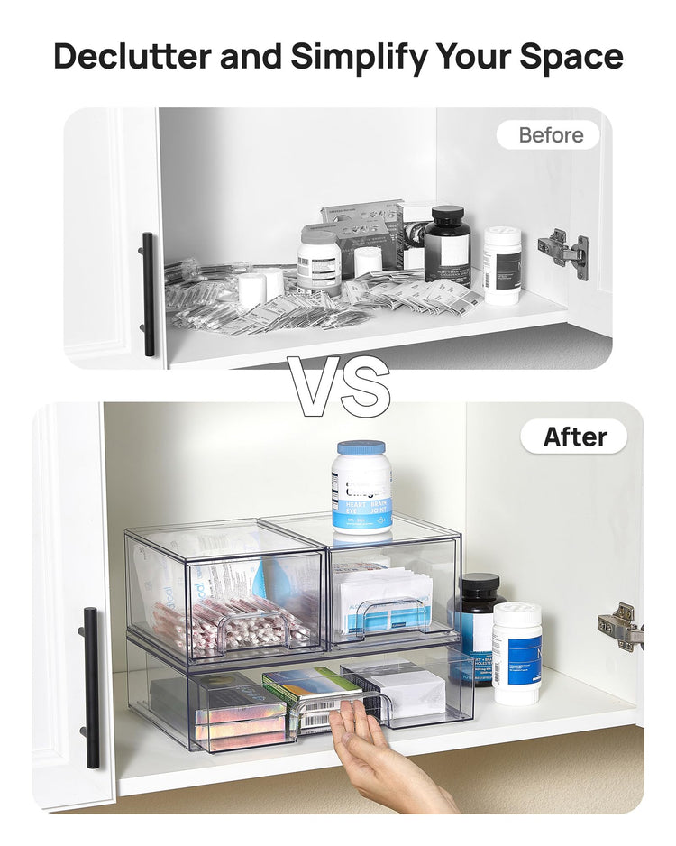 Clear Stackable Storage Drawers Set of 5 (3 Count)
