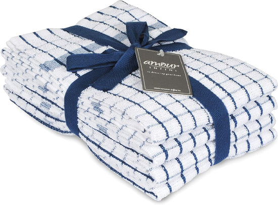 AMOUR INFINI Terry Dish Towels Pack of 4 Highly Absorbent Quick Dry Super Soft 20x28 Inch Kitchen Towel with Hanging Loop for Cleaning & Drying Dishes (Blue) - Nestoria